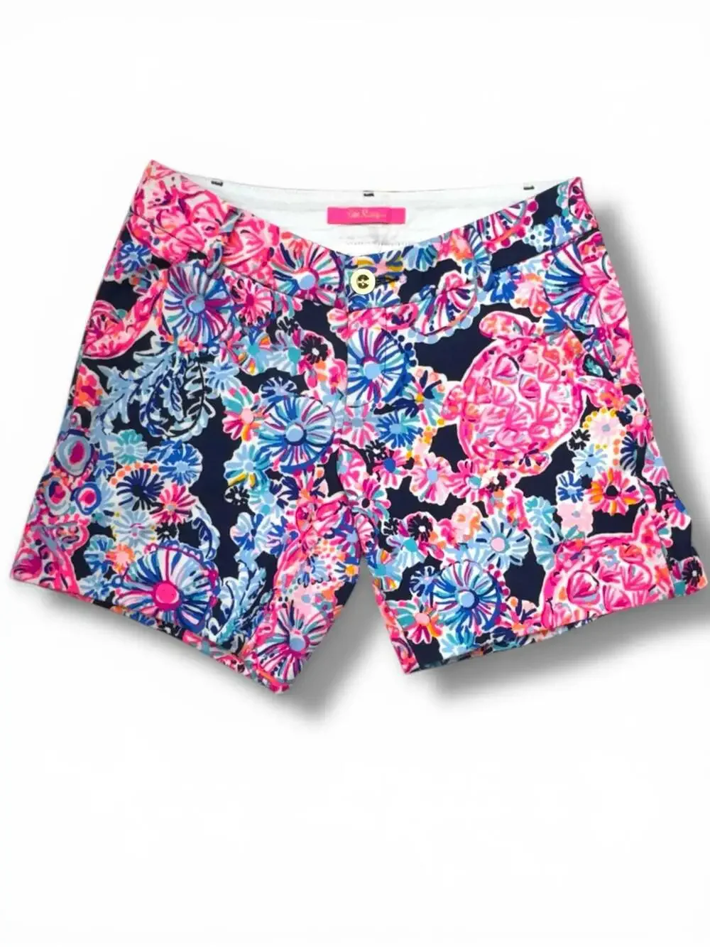 Lilly Pulitzer Jayne Knit Shorts in High Tide Navy In Turtle Amazement